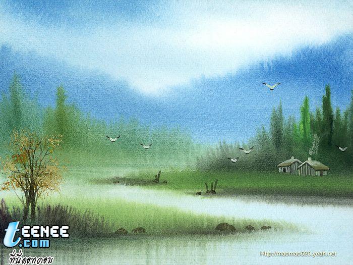 Chinese Paintings - WaterColor Landscape