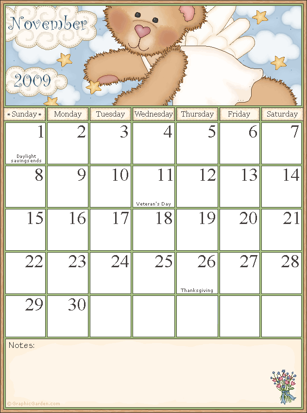 Calander ปฏิทินลายการ์ตูนน่ารัก ปี 2009