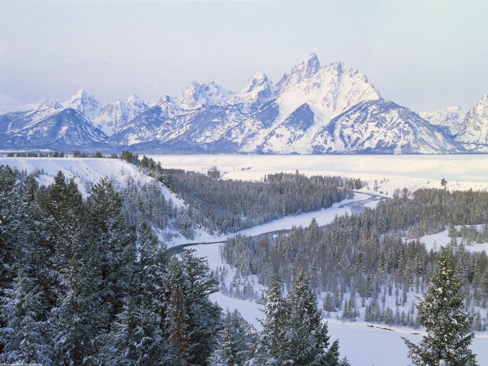 First Snowfall Scenery, Snake River, Wyoming