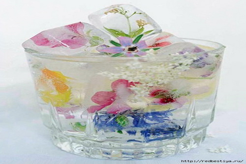 ไอศครีม ที่มีน้ำแข็งดอกไม้ 