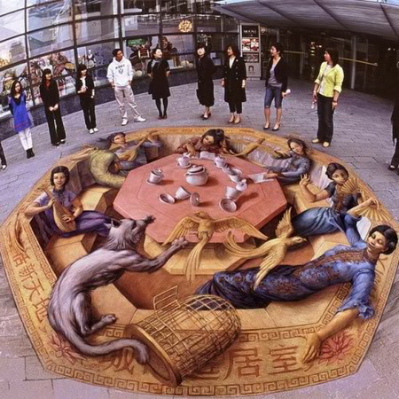 3D Chalk drawings of the street artist Kurt Wenners