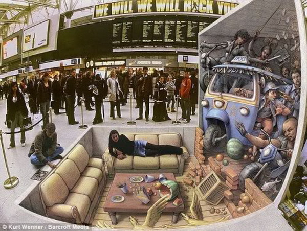 3D Chalk drawings of the street artist Kurt Wenners