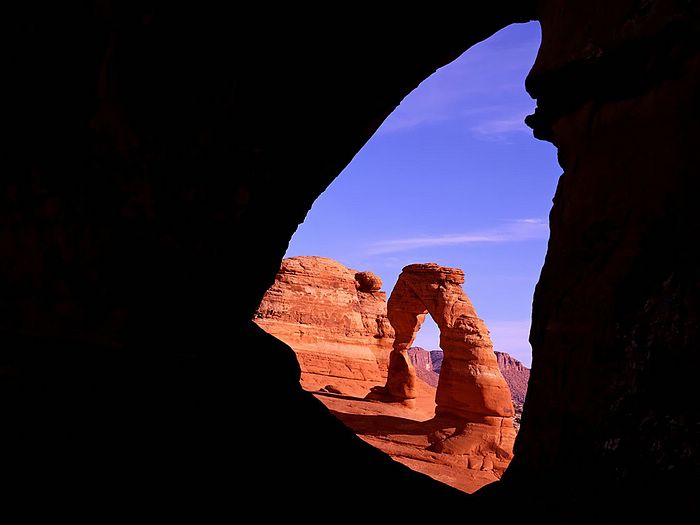 Delicate Arch Through Frame Arch Utah