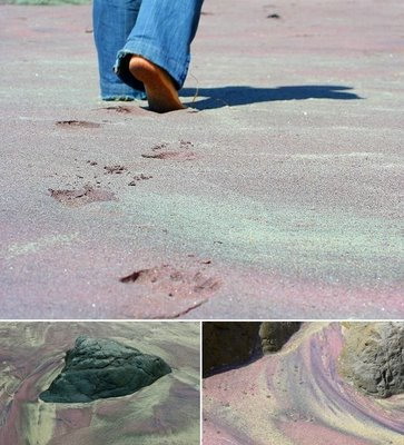 หาดทรายสีม่วง Multicolored sand in California