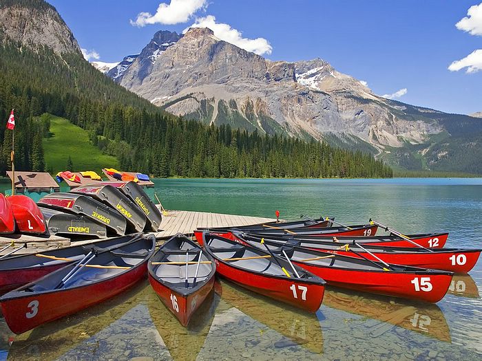 Canoes Emerald Lake Yoho National Park British Columbia, Canada