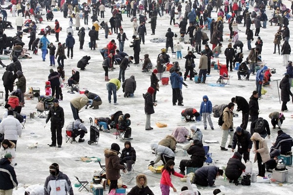 Festival Of Fishing Under Ice In South Korea