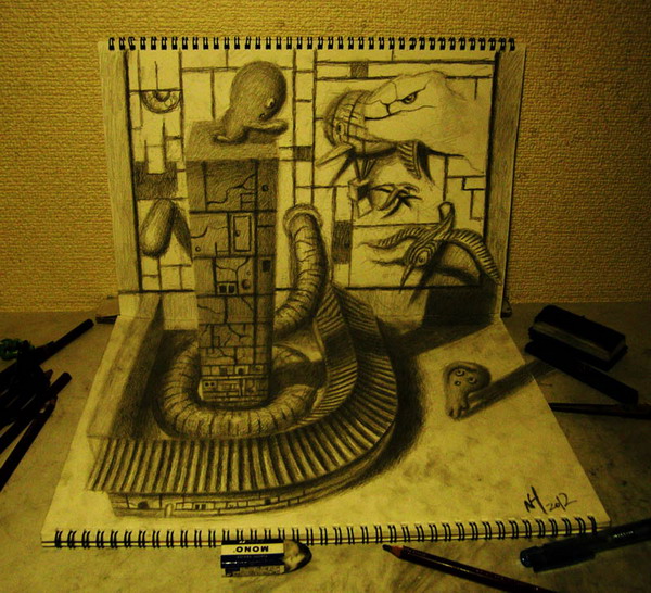 ภาพวาด 3 มิติ จากดินสอ