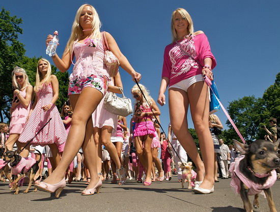 Sexy Blonde Parade Pink & White Clothes