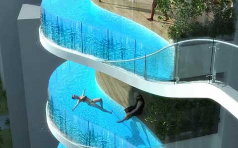 อินเดียสร้างอพาร์ทเม้นท์หรู แทนที่ระเบียงด้วยสระว่ายน้ำ