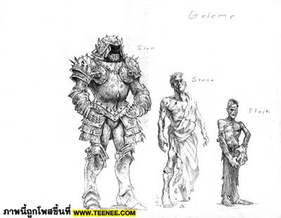 Golem มีหลายสายพันธุ์ ทั้งโกเลมเหล็ก โกเลมหิน และโกเลมเลือด