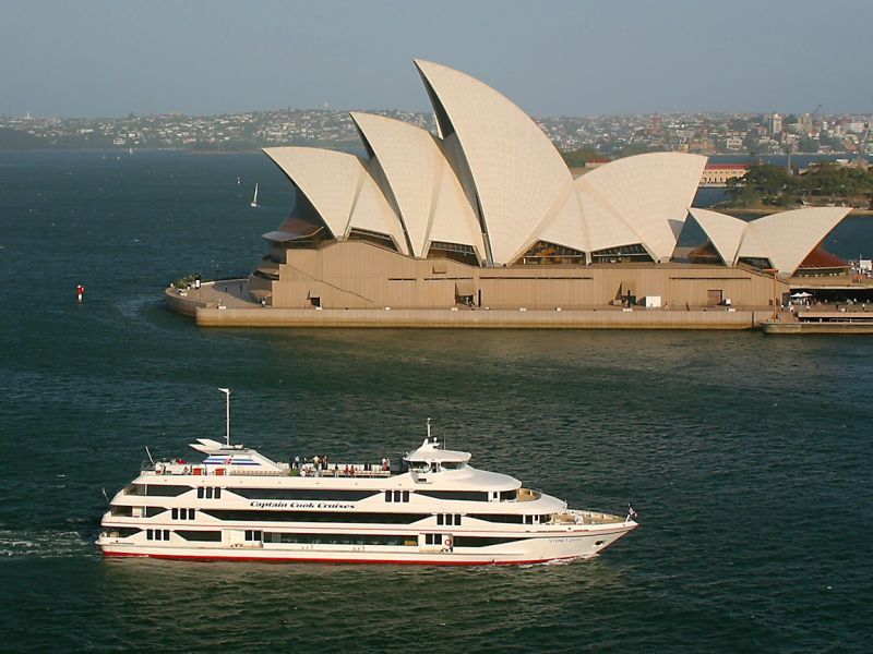 Sydney Opera House And Cruise Liner