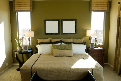 ห้องนอนสีเขียวแบบธรรมชาติ
