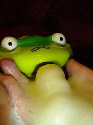 Frog soap dispenser. Eeeerp! 