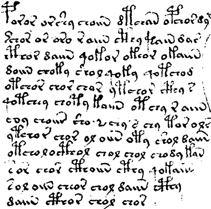 ลักษณะอักษร ในหนังสือ Voynich manuscript ที่ยังไม่มีใครสามารถตีความได้
