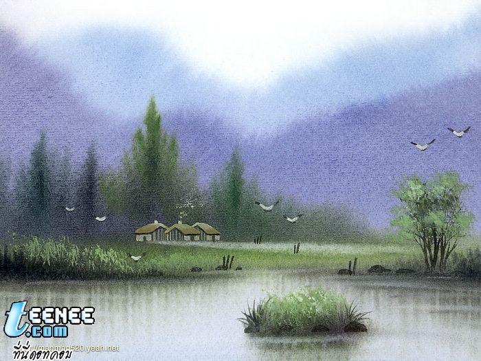 Chinese Paintings - WaterColor Landscape