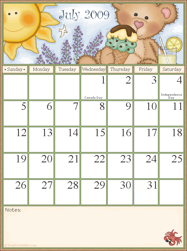 Calander ปฏิทินลายการ์ตูนน่ารัก ปี 2009