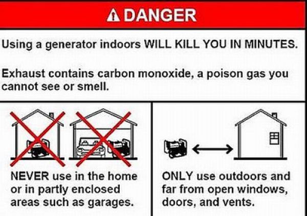 เครื่องปั่นไฟห้ามติดตั้งไว้ในบ้านเพราะคาร์บอนมอนน๊อกไซด์ไร้สีไร้กลิ่นมันอาจฆ่าคุณได้ 