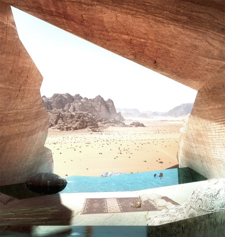 โรงแรมในเทือกเขา Wadi Rum ประเทศจอร์แดน 