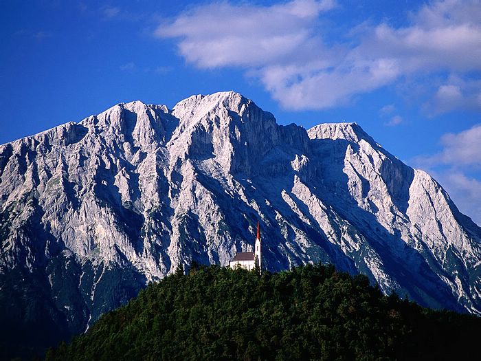 Hillside Church and_Mount Griesspitzen Tirol Austria