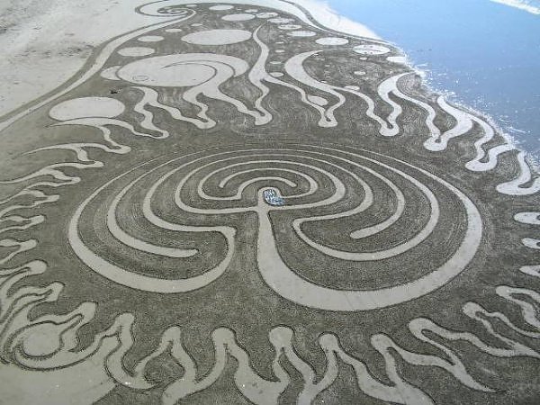 **When Beaches Become Giant Sand Art Canvases**