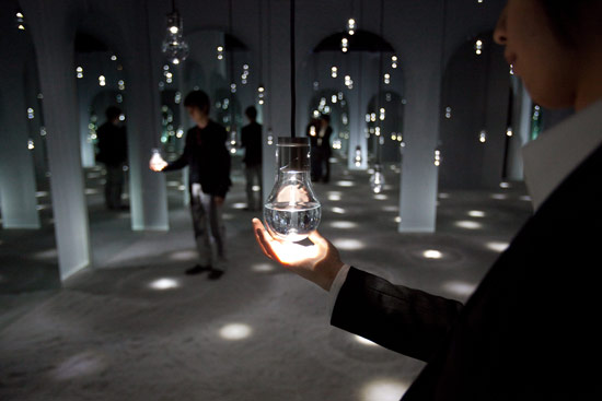 Please gently touch the light bulb: exhibition by Toshiba