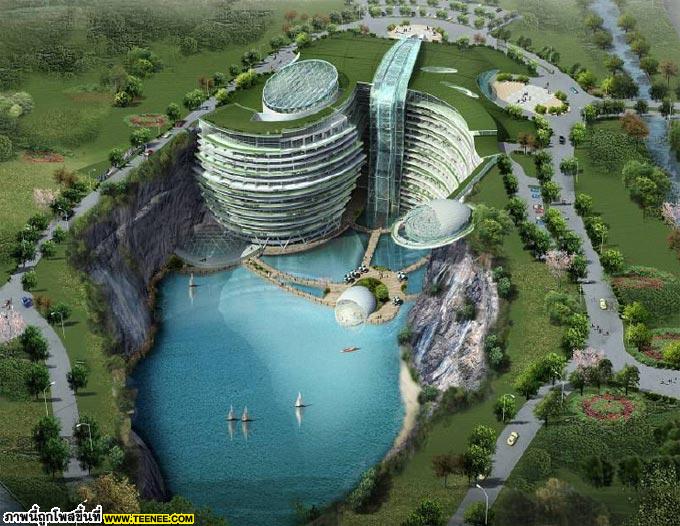 อันดับ 7 Waterworld โรงแรมกลางน้ำตกยักษ์ ประเทศจีน