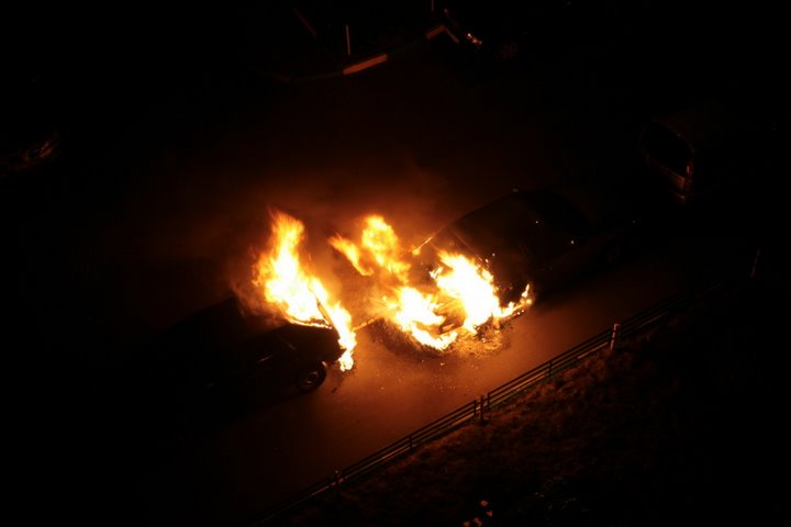 Fire on cars
