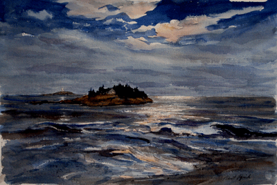 [Moonlight water color picture]