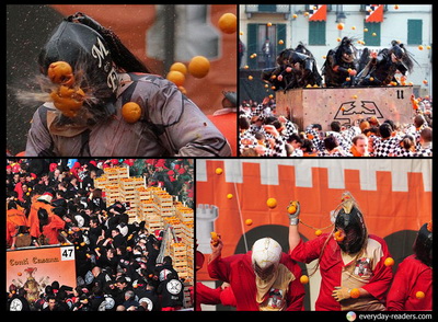 เทศกาลปาส้ม (Orange Throwing) สถานที่ : ประเทศอิตาลี