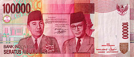 100,000 Indonesian rupiah = US$11