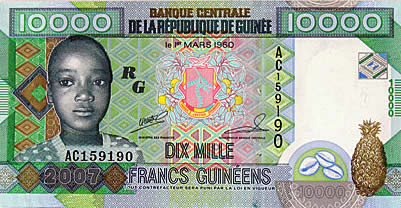 10,000 Guinean Francs = US$2.33